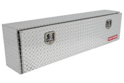 Craftsman CMXTBAD64019032 aluminum diamond plate truck toolbox, front angle, two latch handles