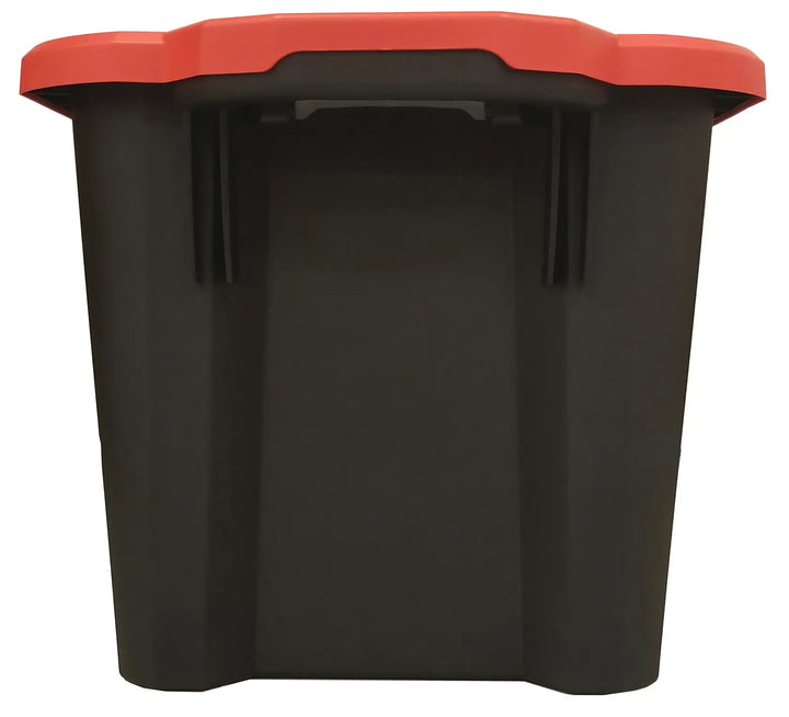Craftsman black storage tote with red lid CMST26321RB white background beauty shot front angle