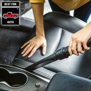 Craftsman auto vacuum accessory CMXZVBE27151 cleaning car seat with narrow black nozzle attachment.