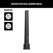 CRAFTSMAN crevice tool CMXZVBE27151 for vacuums, black, front angle, fits 1-1/4 and 1-7/8 inch diameter.