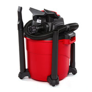 Photo of Craftsman wet/dry vacuum CMXZVBE38660, red body, black attachments, front angle, white background.