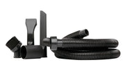 Photo of Craftsman vacuum accessory kit SKU CMXZVBE38662 with hose and four black attachment tools, front angle.