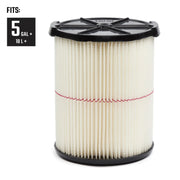 Craftsman pleated vacuum filter with black ends, SKU CMXZVBE38779, front angle on white background.