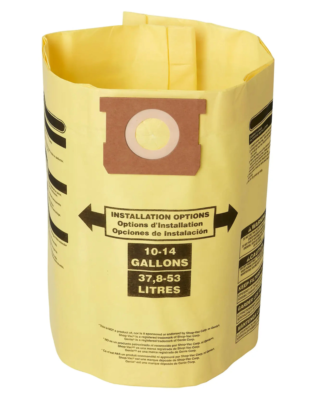 Front facing CRAFTSMAN Fits Shop-Vac Fine Dust Collection Bags for 10-14 Gallon Shop-Vac Brand Vacs