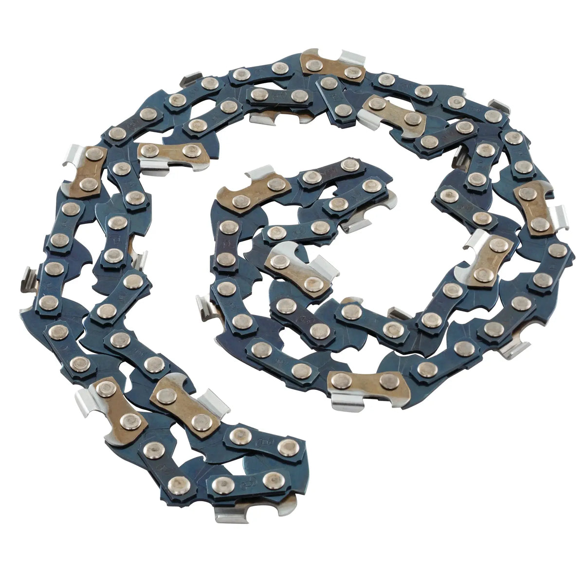 Photo of CRAFTSMAN chainsaw chain, SKU CMZCSC10, metal links coiled on white background.