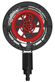 Craftsman CMZPWRB14 photography of a circular black and red tool part with visible gears, white background, top view.