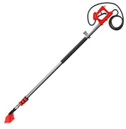 A long telescopic pole with a red handle and trigger at one end and a red cleaning brush head at the other, connected by a hose. This tool appears designed for cleaning surfaces using pressurized water.