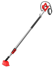 A long, extendable electric cleaning brush with a red handle, red cleaning head, and a black power cord, suitable for cleaning hard-to-reach areas.